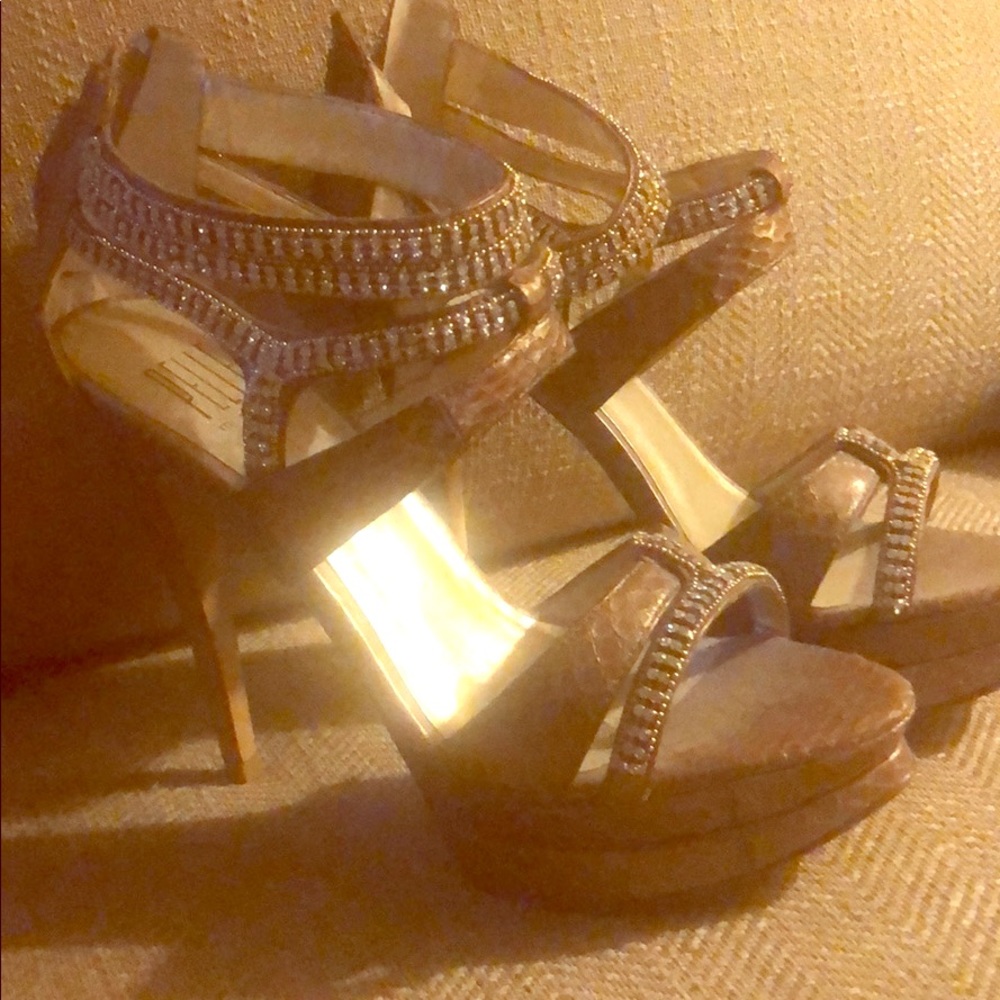 Gorgeous, jeweled, 5 inch healed stilettos